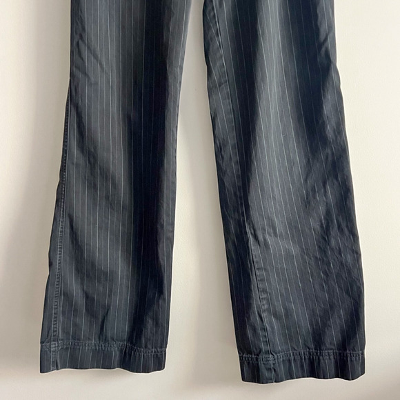 Nili Lotan Womens Sz 8 Cotton Dark Gray Pinstripe Wide Leg Pant with Buckles - Picture 3 of 11